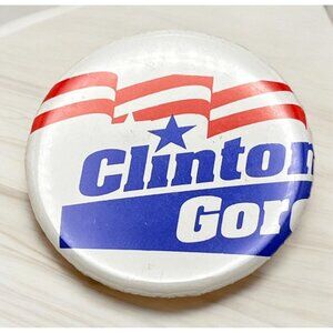 Clinton Gore Campaign Button Pin Round Election Pinback Political Memorabilia